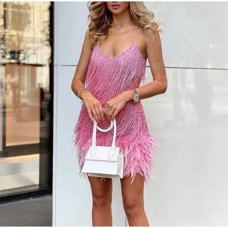 Elara Fringe Dress | Luxe Fringes & Elegant Fit | Party & Wedding Guest