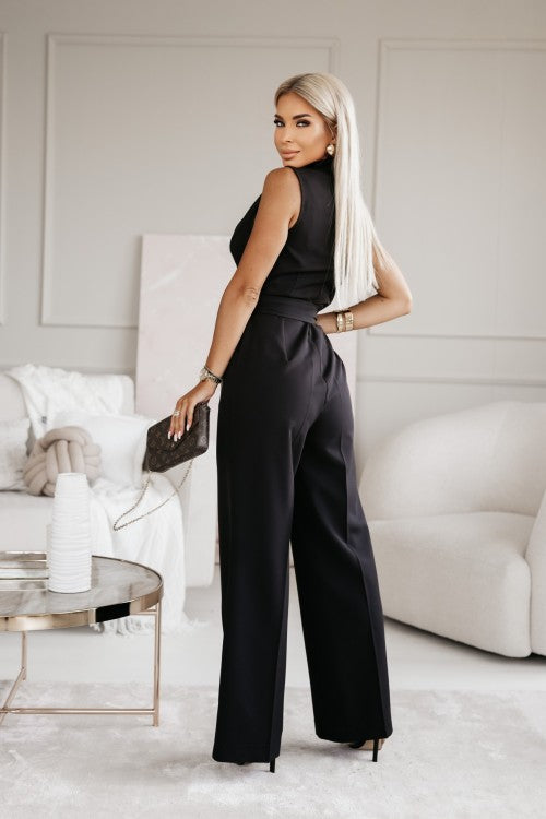 Elegant Women's Jumpsuit | Waist Tie & Wide Legs