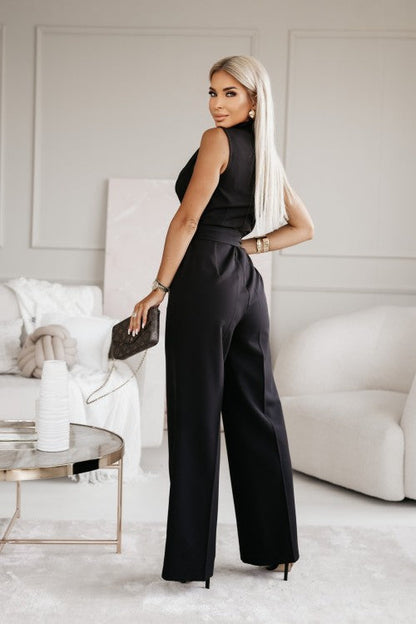 Elegant Women's Jumpsuit | Waist Tie & Wide Legs
