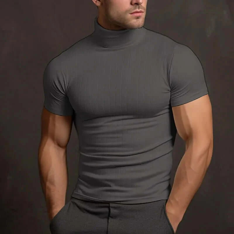 Heren T-shirt met Col – Effen Kleur en Comfortabele Pasvorm