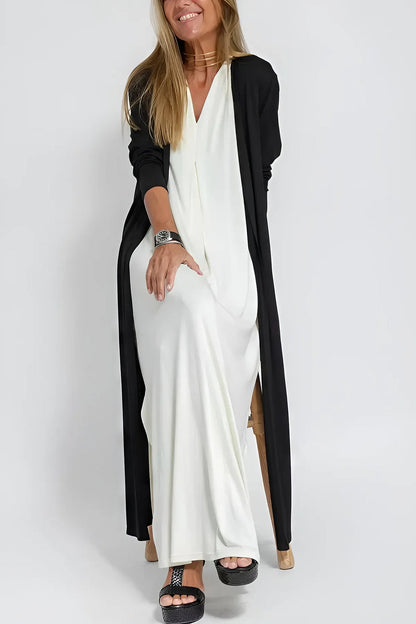 Ava – Elegante lange jurk met cardigan set