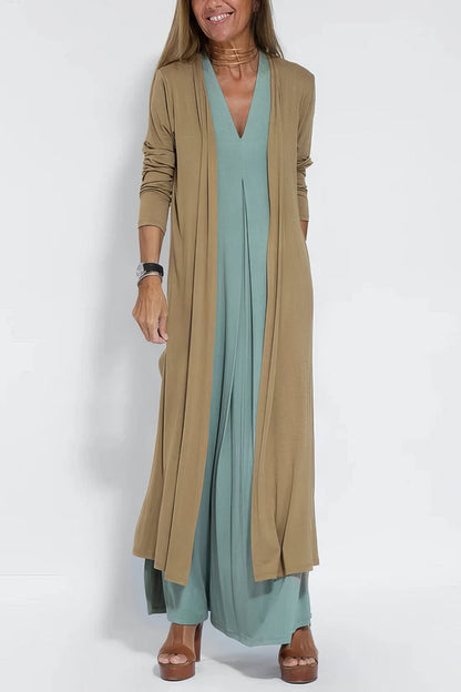 Ava – Elegante lange jurk met cardigan set